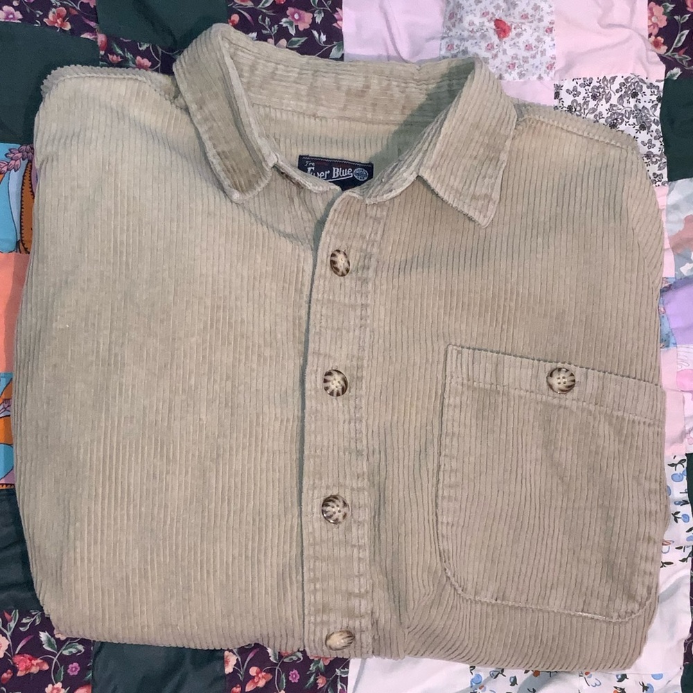 vintage heavyweight‎ corduroy button up ever blue 100% cotton large